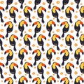 Seamless pattern with colorful toucans