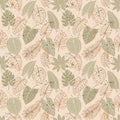 Seamless pattern with colorful tropical leaves on background. Royalty Free Stock Photo