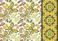 Seamless pattern with colorful vintage butterflies and flowers. Hand draw vector background Royalty Free Stock Photo