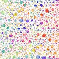 Seamless pattern with colorful watercolor drops. Ink illustration. Hand drawn ornament for wrapping paper. Rainbow colors. Polka Royalty Free Stock Photo