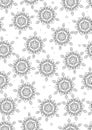 Seamless pattern or coloring page with snowflakes as a texture, outline vector stock illustration with colorless snow as a Royalty Free Stock Photo