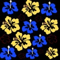 Seamless pattern with colourful hibiscus floral backgroud