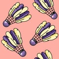 Seamless pattern with colourful shuttlecocks. Badminton vector Royalty Free Stock Photo