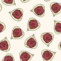 Seamless pattern with common fig or ficus carica fruit