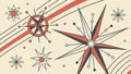Seamless Pattern of Compass Rose & Starburst Elements, vector design Generative AI Royalty Free Stock Photo