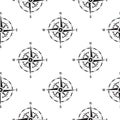 Seamless pattern compasses vintage