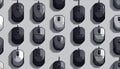 Seamless Pattern of Computer Mice on Gray Background Royalty Free Stock Photo