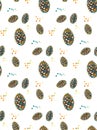 Seamless pattern of cones with circles in applique style