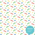 Seamless pattern in colors with geometric elements. Minimal fun style. Best for posters, postcards, fabric or wrapping paper