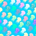 Seamless pattern consisting of colored jellyfish