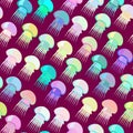 Seamless pattern consisting of colored jellyfish Royalty Free Stock Photo