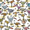 Seamless pattern consisting of images of birds