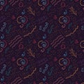 Seamless pattern_4_consisting of wavy lines, doodles, dots and s Royalty Free Stock Photo