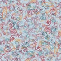 Seamless pattern_3_consisting of wavy lines, doodles, dots and s Royalty Free Stock Photo