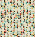 Seamless pattern. It consists of geometric elements having a square shape, different size and color. On a light yellow background. Royalty Free Stock Photo