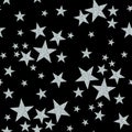 Seamless pattern with constellations of silver stars on black background