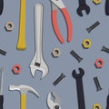 Seamless pattern with construction,home repair instruments. vector illustration Royalty Free Stock Photo