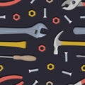 Seamless pattern with construction,home repair instruments. vector illustration Royalty Free Stock Photo