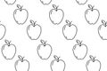 Seamless pattern from the contour drawing image of seasonal fruit apple. Thanksgiving day. Vector