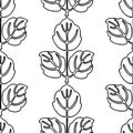 Seamless pattern of contour drawings decorative leaves