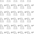 Seamless pattern of contour Elf caps with bell, hats. Hand drawn Christmas and New Year backgrounds and textures