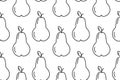 Seamless pattern of contour image of seasonal fruit pear. Thanksgiving day. Vector. EPS. Isolate.