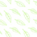 Seamless pattern of contoured leaves isolated on white background, hand drawn outline in sketch style, doodle. Simple vector Royalty Free Stock Photo