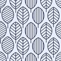 Seamless pattern of contours of leaves in a parallel strip. Vector