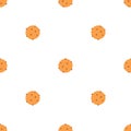 Seamless pattern of cookie with chocolate crisps in flat style. Hand drawn vector background of biscuit with chocolate Royalty Free Stock Photo