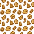 Seamless pattern with Cookies for Christmas. Gingerbread pattern. Vector illustration