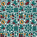 A seamless vector flat pattern featuring eco-friendly Christmas elements. Royalty Free Stock Photo