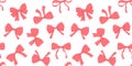 Seamless pattern with coquette bow on white background, flat isolated drawings Royalty Free Stock Photo