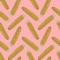 Seamless pattern with corn - black outline doodle