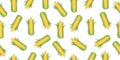 Seamless pattern with corn cobs with yellow corn grains and green leaves . Repeatable illustrations of the ripe corn on Royalty Free Stock Photo