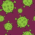 Seamless pattern with coronavirus cells in cartoon style. Royalty Free Stock Photo