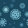 Seamless pattern of Coronavirus CoV under a microscope. Flat illustration Royalty Free Stock Photo