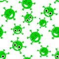 Seamless pattern with coronavirus evil characters. Vector
