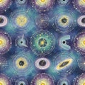 Seamless Pattern of Cosmic Galaxies and Celestial Maps in Deep Space Royalty Free Stock Photo