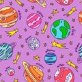 Seamless pattern with cosmic obgects