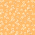 Seamless pattern with cotton branch flat line icon. Gossypium hirsutum. Concept for web banners and printed materials