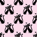 Seamless pattern Couple of lovers of cats