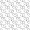 Seamless pattern with couple parrots in love hand drawn in doodle style