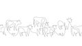 Seamless pattern. Cows drawn in one line. Farm animals.