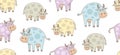 Seamless Pattern with Cows