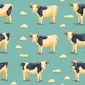 Seamless pattern with cows. Vector illustration in cartoon style Royalty Free Stock Photo