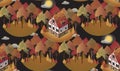 Seamless pattern with cozy european houses. Autumn. Flat style illustration.