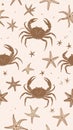 Seamless pattern with crabs and starfish on a light background Royalty Free Stock Photo