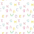 Seamless pattern - Crayon letters over white background Royalty Free Stock Photo