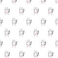 Doodle cute funny seamless pattern with phlegmatic cat