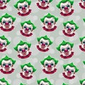 Seamless pattern with crazy scary clown faces.